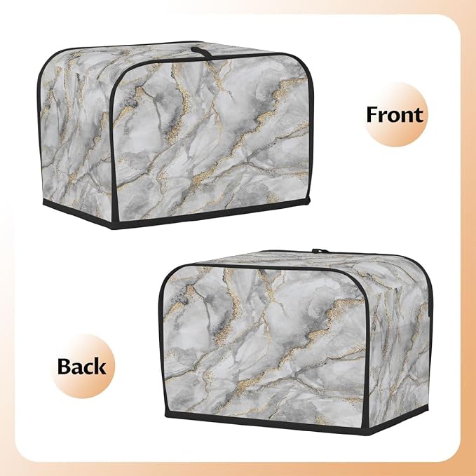 2 Slice Marble White Abstract Toaster Cover Waterproof Dust Fingerprint Bread Machine Cover Washable Kitchen Appliance Protector For Home Kitchen Bakeware Table Decor Women Gifts