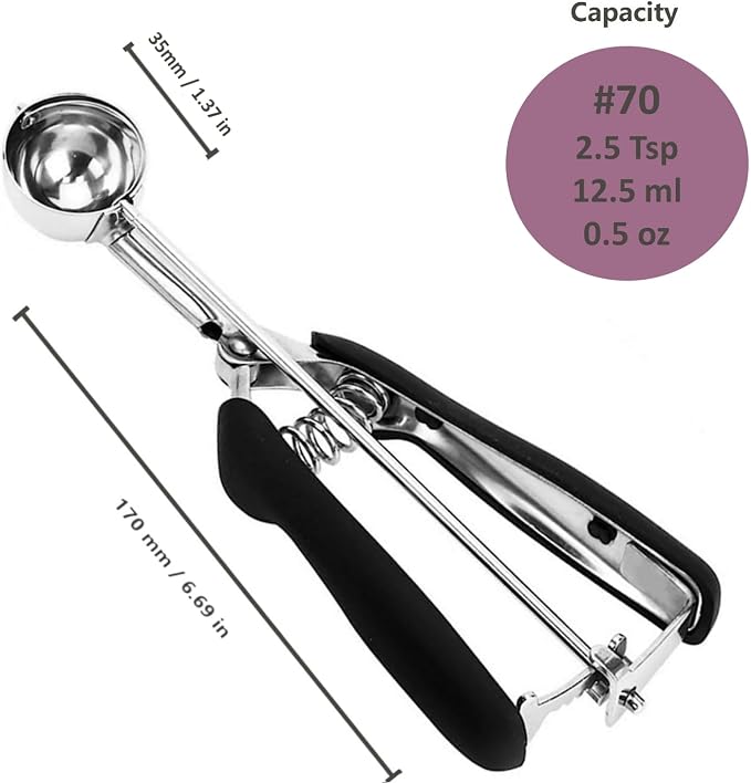 18/8 Stainless Steel Cookie Scoop - 0.8Tbsp/2.5tsp/12.5ml/0.5oz Dough Scoop with Trigger Release