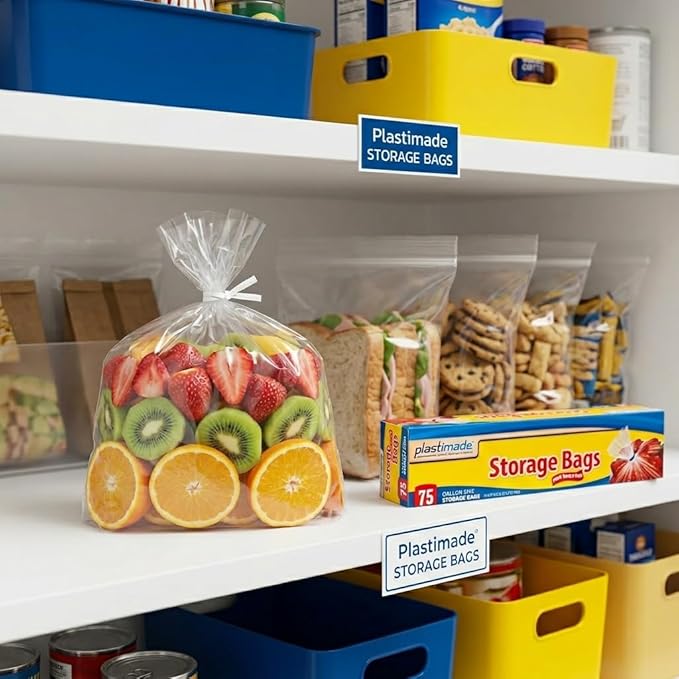 1 Gallon Storage Bags with Twist Ties, 300 Count - Clear Plastic Food Storage Bags for Sandwiches, Snacks, Fruit, Produce & Freezer