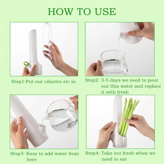 Herb Saver for Refrigerator, Fresh Herb Keeper, Herb Saver Pod Containers, Herb Fresh Keeper for Refrigerator,Herb Storage for Cilantro,Parsley, Asparagus,Keeps Vegetables Fresh for 2-3 Week