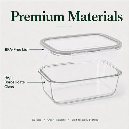 2 Pack 63oz Large Glass Storage Containers with Lids Big Meal Prep Food Container Set for Storing food, vegetables or fruits, BPA Free, Freezer Dishwasher Oven Safe (gray)