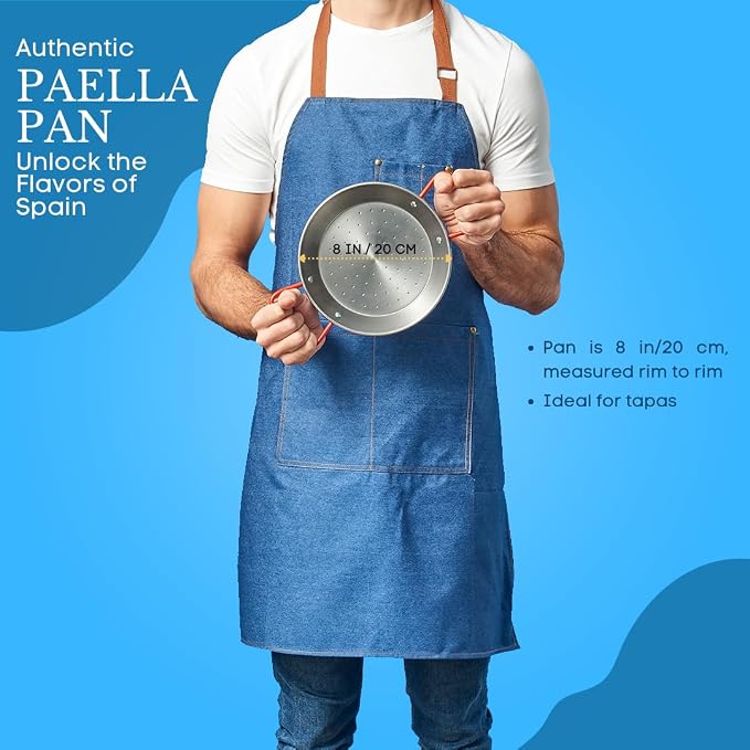 Garcima 8-Inch Carbon Steel Paella Pan, 20cm