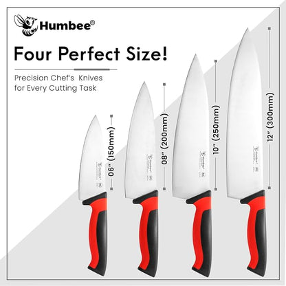 8-Inch Chef Knife, NSF Certified Razor-Sharp High Carbon Stainless Steel Blade – Ergonomic Color Coded Handle, Non-Slip Grip Kitchen Knife, DT-10 Series, Red