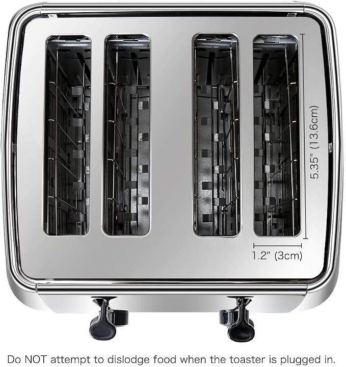 Toaster 4 Slice Stainless Steel Bagel Toaster Extra Wide Slots with 6 Browning Setting, Bagel/Reheat/Defrost/Cancel Function for Toasting Bread, Bagels and Waffles, 1500W, Silver