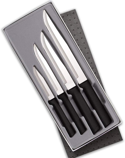 Rada Cutlery Wedding Register Gift Set (G204), 4-Piece Knife Set, Stainless Steel Blades, Black Handle