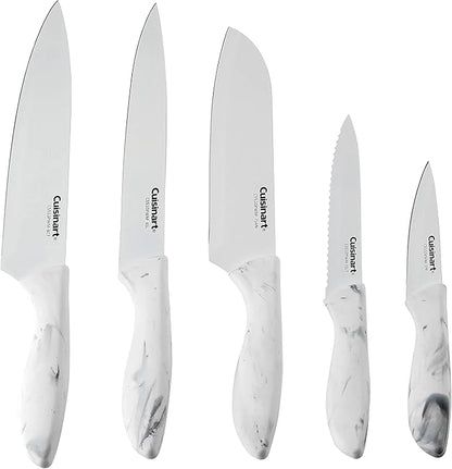 Cuisinart C55-10PWM Ceramic Coated Knife Set with Blade Guard Sheaths (10- Piece Set) in Faux Marble