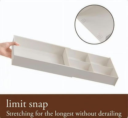 Expandable Kitchen Drawer Organizer, Telescoping Cutlery Tray, White Adjustable Storage Box with Multiple Compartments for Utensils, Silverware, and Kitchen Tools