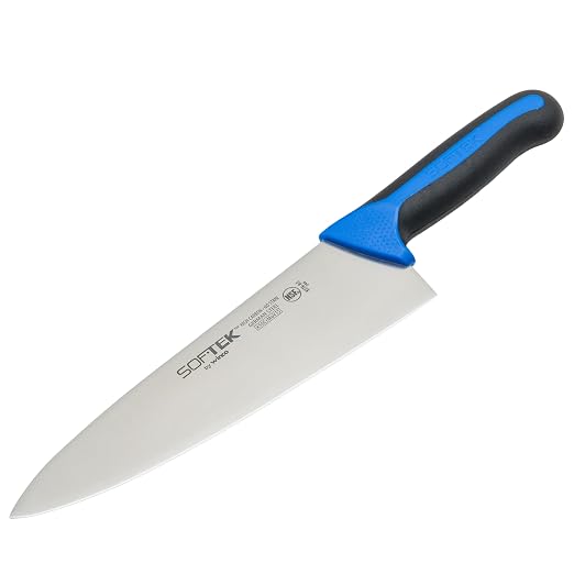 Sof-Tek, 8" Cook's Knife, Soft Grip Handle,Silver/Black/Blue