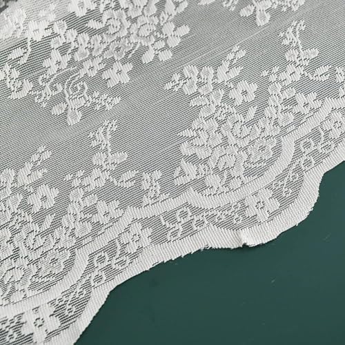 White Lace Stall Shower Curtain 36x72, Vintage with Attached Valance