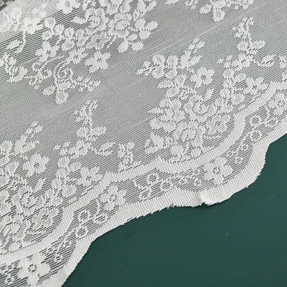 White Lace Stall Shower Curtain 36x72, Vintage with Attached Valance