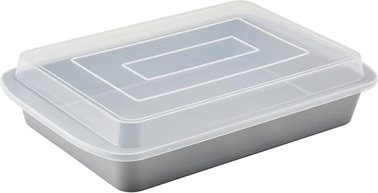 Farberware GOLDEN BAKE Bakeware Nonstick Rectangular Cake Pan with Lid, Kitchen Supplies, 9-Inch x 13-Inch, Gray