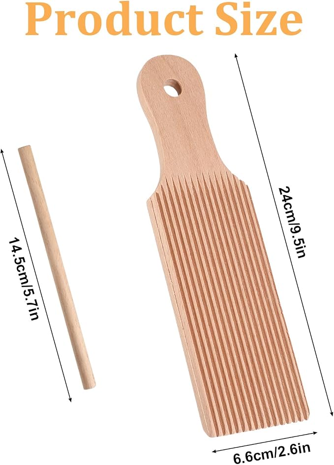 Gnocchi Boards and Ravioli Rolling Pin, Wood Pasta Roller Pin Ravioli Stamp Maker Homemade Pasta Making and Cutting Tools for Cooking Lovers Baking Easy to Use and Clean