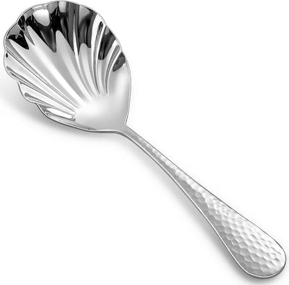 KEAWELL Premium 8.5" Hammered Vegetable Spoon – 18/10 Stainless Steel – Exquisite Blend of Elegance and Functionality – Dishwasher Safe