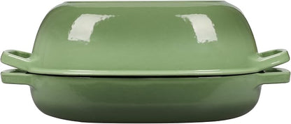 EDGING CASTING Enameled Cast Iron Oval Dutch Oven Pot with Lid, Dutch Oven for Sourdough Bread Baking, Bread Oven, Bread Dutch Oven, Oval Bread Pan, 7qt, Pistachio Green