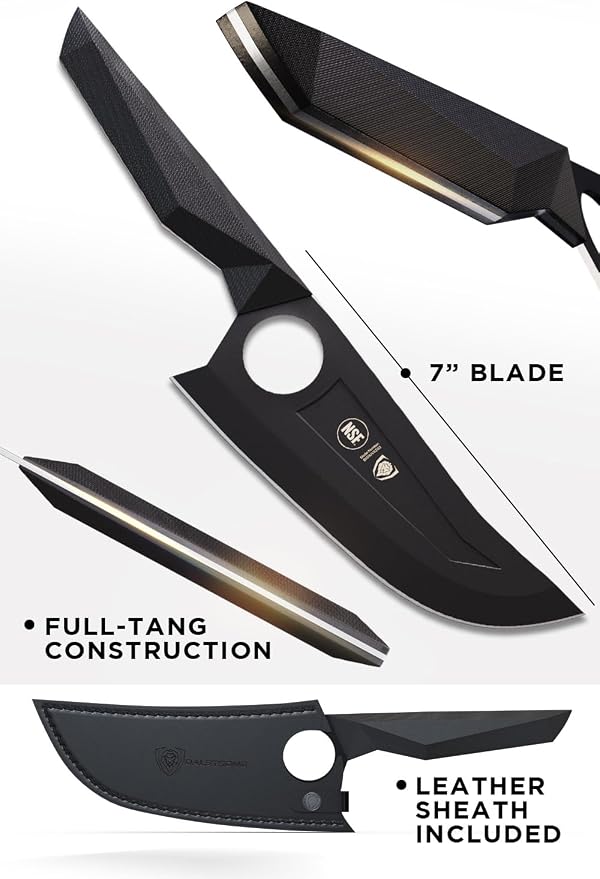 Dalstrong Venator Chef Knife - 7 inch - Shadow Black Series - Razor Sharp Kitchen Knife - Black Titanium Nitride Coated - High Carbon - 7CR17MOV-X Vacuum Treated Steel - Sheath - NSF Certified