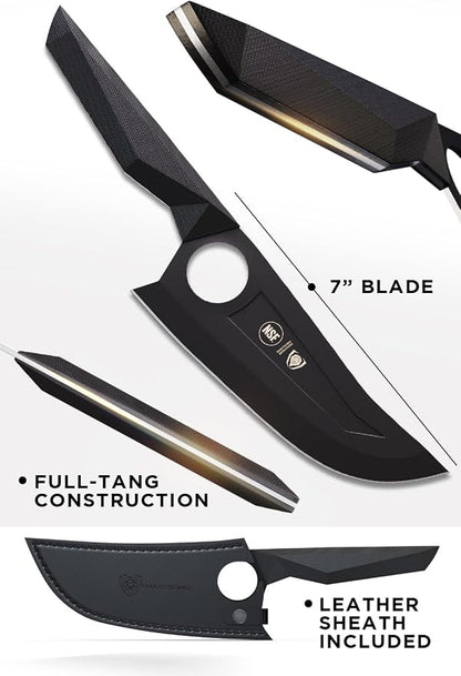 Dalstrong Venator Chef Knife - 7 inch - Shadow Black Series - Razor Sharp Kitchen Knife - Black Titanium Nitride Coated - High Carbon - 7CR17MOV-X Vacuum Treated Steel - Sheath - NSF Certified