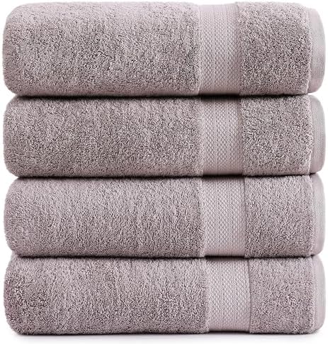 LANE LINEN Towel Set 4 Piece Soft Absorbent Quick Dry - Platinum