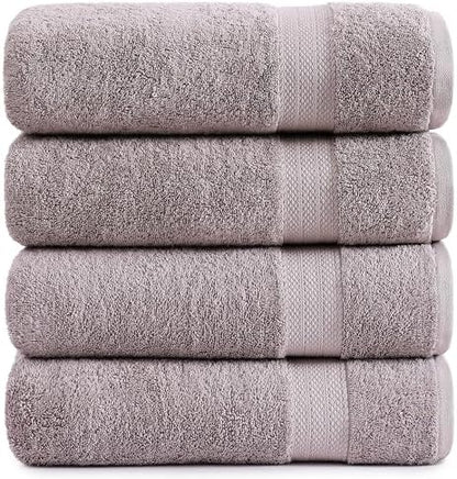 LANE LINEN Towel Set 4 Piece Soft Absorbent Quick Dry - Platinum