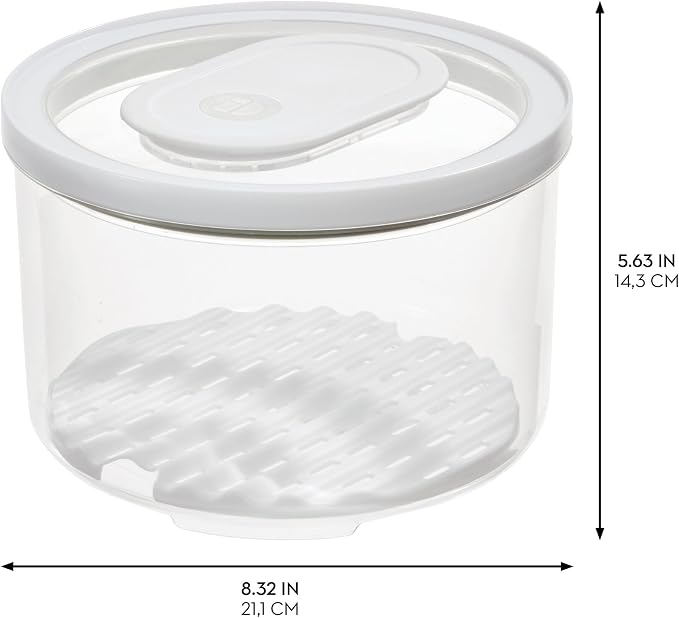 iDesign Round Fridge Produce Bin with Removable Drainage Tray and Lid - Set of 4 - Clear