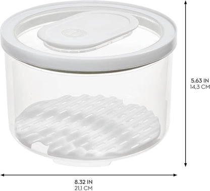 iDesign Round Fridge Produce Bin with Removable Drainage Tray and Lid - Set of 2 - Clear