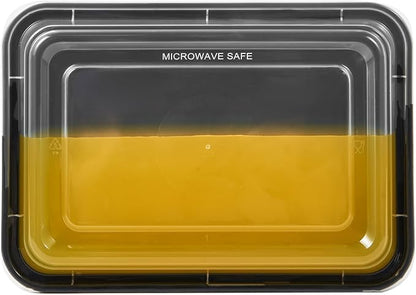 FULING 50 Pack Meal Prep Plastic Food Storage Containers With Lids 28 oz 1 Compartment Black Rectangular Reusable To Go Lunch Prepping Boxes BPA-Free Microwavable Freezer Dishwasher Safe Stackable