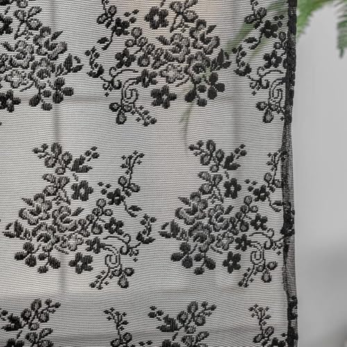 Black Lace Shower Curtain 36x72, Gothic Style for Narrow Shower Stalls