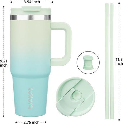 BJPKPK Insulated Tumblers With Handle And Straw 30 oz Stainless Steel Tumbler Cups With Lid,Mint