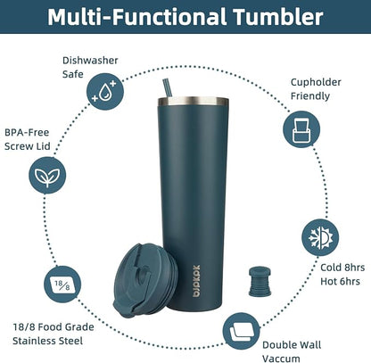 BJPKPK 34oz Stainless Steel Insulated Tumbler With lid And Straw Travel Coffee Thermal Tumblers Cup For Women And Men,Navy Blue
