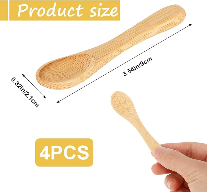8 Pcs Small Wooden Spoons,3.5 Inch Mini Handmade Bulk Nature Tiny Spoons Little Wooden Teaspoons for Jars Sugar Creamer Honey Spices Salt Kitchen Supplies