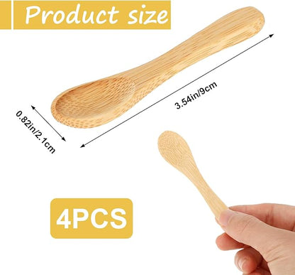 4 Pcs Small Wooden Spoons,3.5 Inch Mini Handmade Bulk Nature Tiny Spoons Little Wooden Teaspoons for Jars Sugar Coffee Creamer Honey Spices Salt Kitchen Supplies