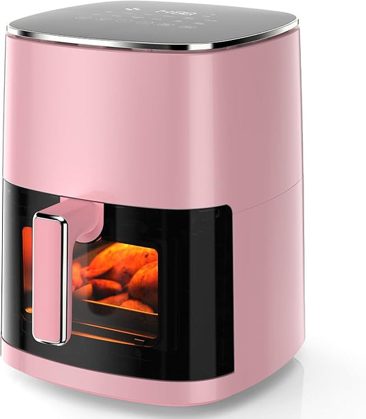 Air Fryer, 6QT Square Airfryer with Visual Window, 400°F Fast Heating Air Fryers Oven with Timer, Auto-Off, Non Toxic & Non Stick, Multiple 12 Modes for Roast, Bake, Dehydrate, Fry, Reheat