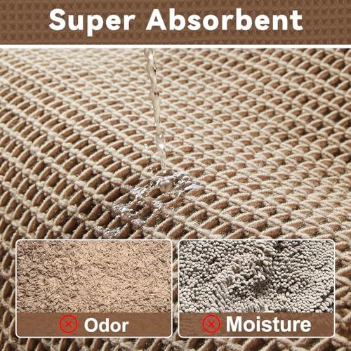Triohero Waffle Runner Rug Bathroom, Long Boho Bath Mat, 24x72 Beige