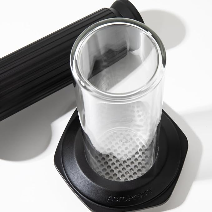AeroPress Premium Coffee Press, Glass, Stainless Steel & Aluminum Coffee Maker, all-in-One French Press, Pour-Over & Espresso-Style manual brewer, 2 min brew for less bitterness, more flavor (Black)
