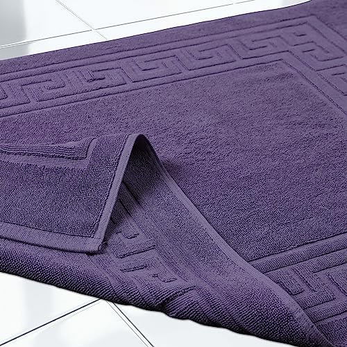 Superior Hotel & Spa Quality Bath Mat Set of 2, Made of Long-Staple Combed Cotton, Durable and Washable 100% Cotton Bathroom Mat 2-Pack, Royal Purple, 22" x 35"