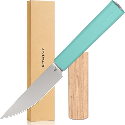 3.5 Inch Paring Knife, AR-RPM9 Steel Fruit Vegetable Knife with Ergonomic ABS Handle Oak Sheath, Ultra Sharp Kitchen Knife for Peeling Coring Cutting, Gift for Home Chefs