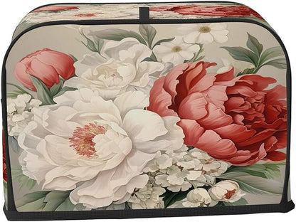 Vintage Flower Floral Toaster Cover 4 Slice Wide Slot Washable Kitchen Appliance Covers Fingerprint Bread Machine Dust Cover Small Toaster Oven Accessories Covers Bread Maker Bag Women Gift