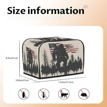 4 Slice Flag USA Bigfoot Toaster Cover Waterproof Dust Fingerprint Bread Machine Cover Washable Kitchen Appliance Protector For Home Kitchen Bakeware Table Decor Women Gifts