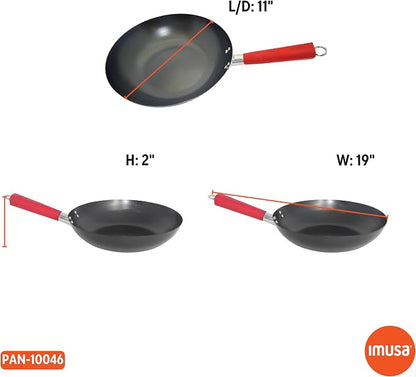 IMUSA USA Inch, Red PAN-10046 12" Nonstick Carbon Steel Wok, Handle