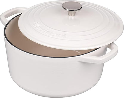 VORRINGARD Enameled Cast Iron Dutch Oven Pot with Lid, for Bread Baking, Round Bread Oven- include Sourdough Bread Baking Supplies Set, 6QT, White