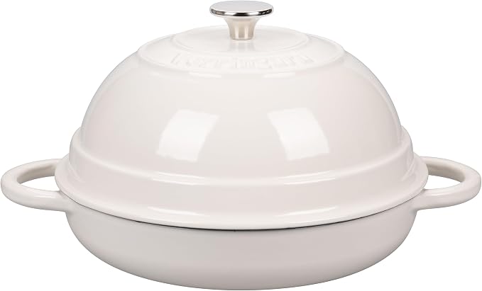 VORRINGARD Cast Iron Enameled Dutch Oven Pot with Lid for Bread Baking, Bread Oven, 6 Quart, White
