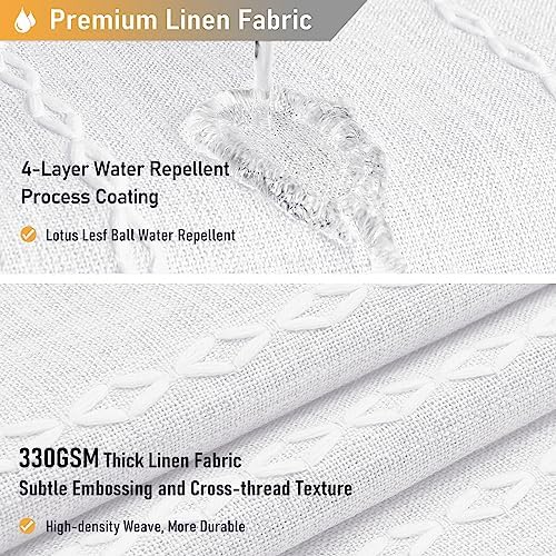BTTN 54x78 Boho Farmhouse Linen Heavy Duty Cloth Shower Curtain Set, White