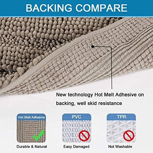 H.VERSAILTEX Bathroom Rugs Bath Rug Set 2 Piece Bathroom Contour Rug Toilet Mat Sets Non Slip Contour Bath Rug Ultra Thick Water Absorbent Striped Bath Mats Washable(36" x 24" Plus 20" x 24" U, Taupe)