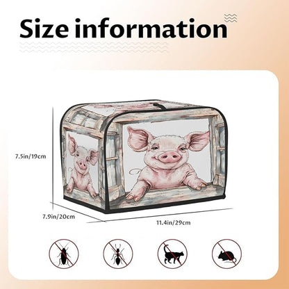 Pig Animal Toaster Cover 2 Slice Wide Slot Washable Toaster Covers | Retro Art Dust and Fingerprint Protection Bread Maker Covers for Kitchen Accessories Decor Bakeware Women Gift