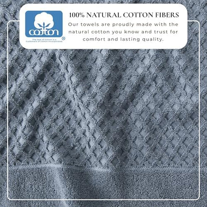 Great Bay Home Hand Towels - 100% Cotton 6 Pack 26x16 Hand Towel Set - Absorbent, Durable, Quick-Dry Towels for Bathroom (Blue)
