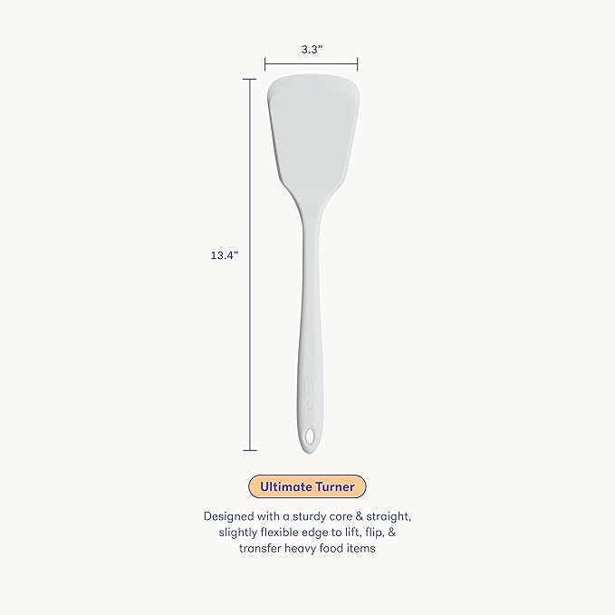 GIR: Get It Right Silicone Kitchen Spatula Turner - Non toxic cooking utensils for Nonstick Cookware, Cooking and Baking, Ultimate Turner - 13IN - Studio White