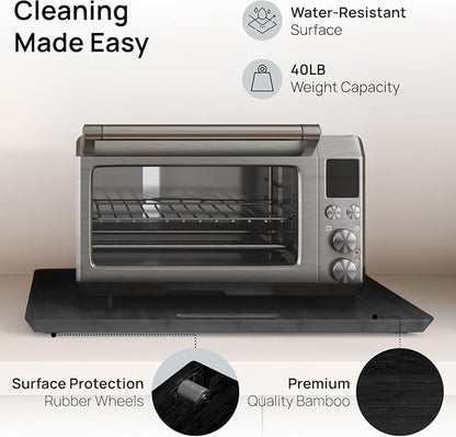 Ibyx Elegant Appliance Slider - Sliding Tray for Coffee Maker & Heavy Kitchen Appliances, Easy Slide, Made of Premium Bamboo, Space-Saving Kitchen Organizer, 40 lb Capacity, Black - 21 x 15 Inch