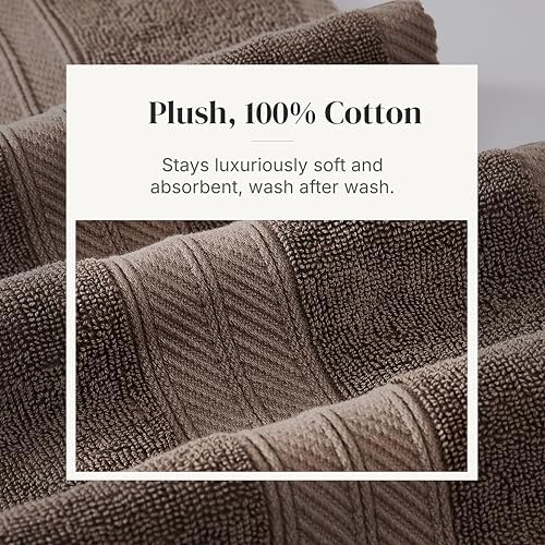 Modern Threads 6 Piece Bath Towel Set – Bathroom Set with 2 Bath Towels, 2 Hand Towels, and 2 Wash Cloths – 100% Cotton, Super Absorbent & Extra Soft – Reversible Botanical Vine (Taupe Brown)