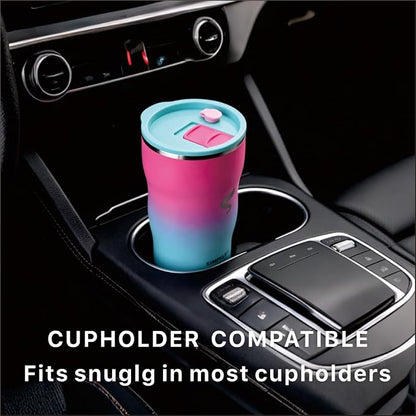 30oz Insulated Tumbler with Straw and Lid, Double Wall Vacuum Stainless Steel Travel Mug, Spill Proof Cup, Fits Most Cup Holders for Office, Commute and Travel, Cotton Candy Ombre