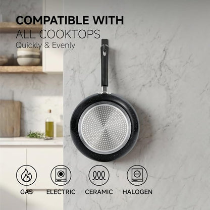 Frying Pan 3-Piece Set, Nonstick Skillet Set for Induction Cooktop, Frying Pan Nonstick 8 Inch+9.5 Inch +11 Inch with Bakelite Handles, PFOA Free(Black)