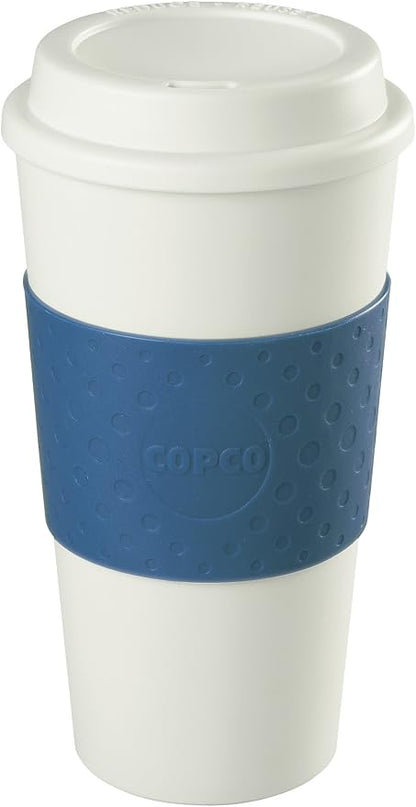 Copco Acadia 16 oz Travel Mug - Insulated Reusable Coffee Tumbler with Double-Walled Plastic, Leak-Proof Lid, BPA-Free - Portable Mug for Hot & Cold Drinks, Cup Holder Friendly (Blue)